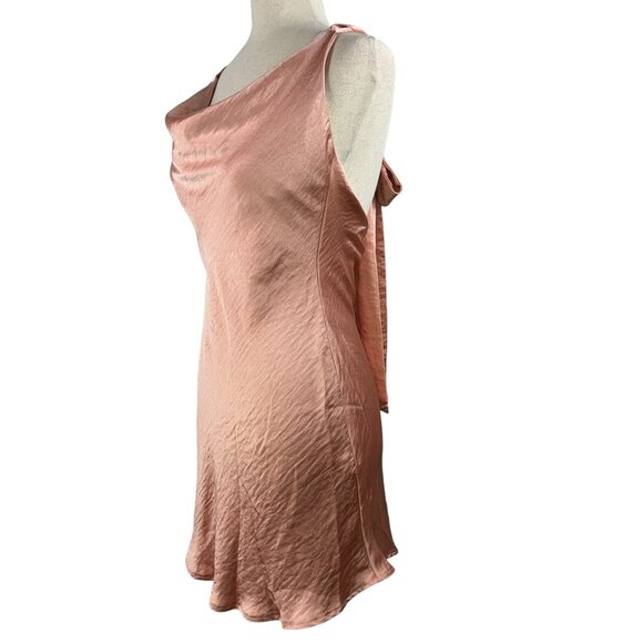 New! Selfie Leslie Tie Back Mini Slip Dress in Satin Apricot Size Small - Picture 3 of 10